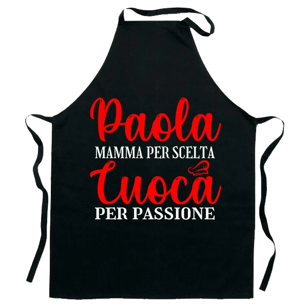 Grembiule da Cucina Mamma Personalizzabile con Nome Divertenti Mamma per scelta, Cuoca per passione Idea Regalo - immagine 2