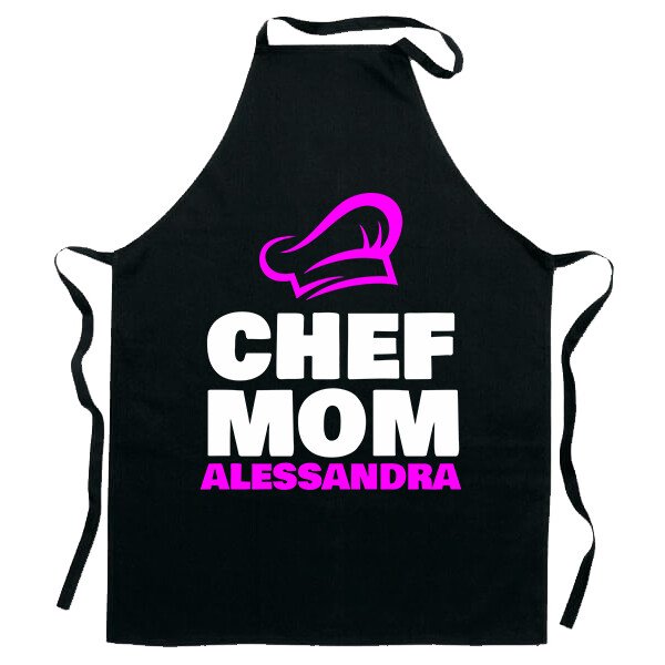 Grembiule da Cucina Mamma Personalizzabile con Nome Divertenti Chef Mom Idea Regalo Mamma