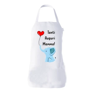 Grembiule da cucina Mamma Tanti auguri mamma elefantino celeste Festa della Mamma Idea Regalo taglia Unica