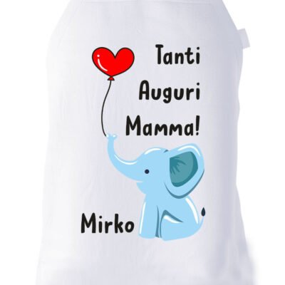 Grembiule da cucina Mamma PERSONALIZZABILI Tanti auguri mamma elefantino Festa della Mamma Idea Regalo taglia Unica