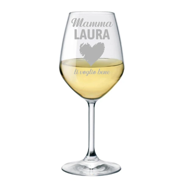 Calice Personalizzato Vino Ti voglio bene Mamma PERSONALIZZABILE con nome Compleanno Natale Matrimonio Fidanzamento - Bicchiere in Vetro 500 ml - immagine 6
