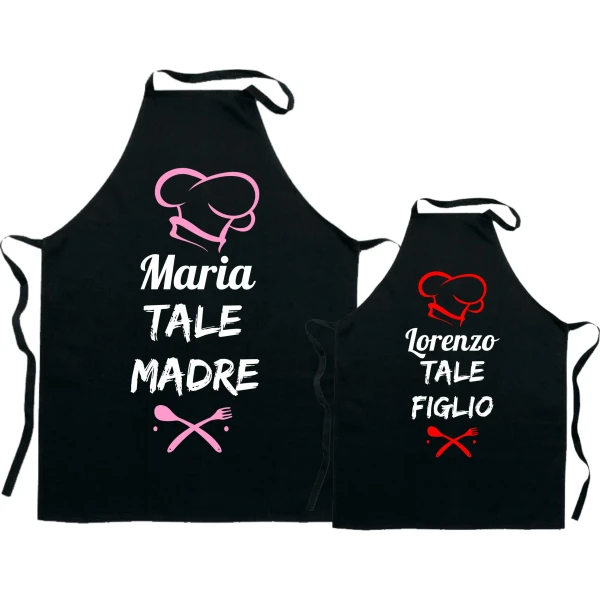 Coppia Grembiuli Mamma Figlio Cucina Personalizzabili Divertenti Festa della Mamma Tale Madre Tale FIglio Idea Regalo Mamma