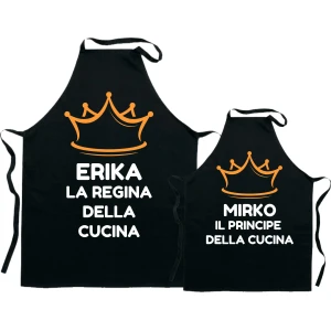 Coppia Grembiuli Mamma Figlio Cucina Personalizzabili Divertenti Festa della Mamma Regina e Principe della cucina Idea Regalo Mamma