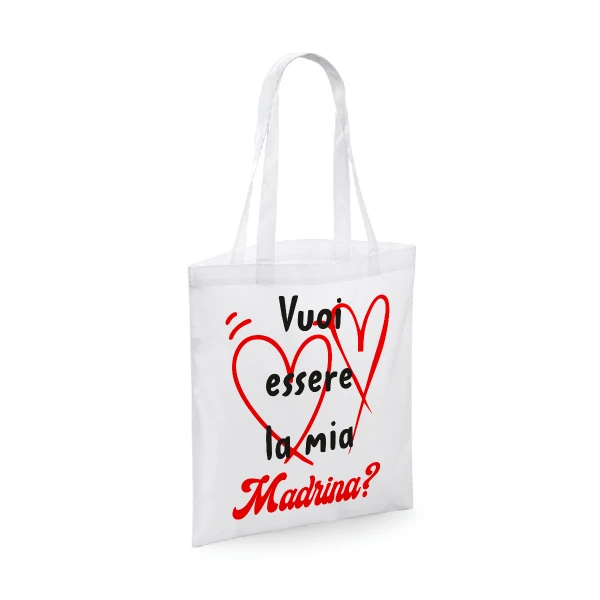 Shopping Bag divertente madrina Vuoi essere la mia madrina? - shopper in cotone madrina - idea regalo