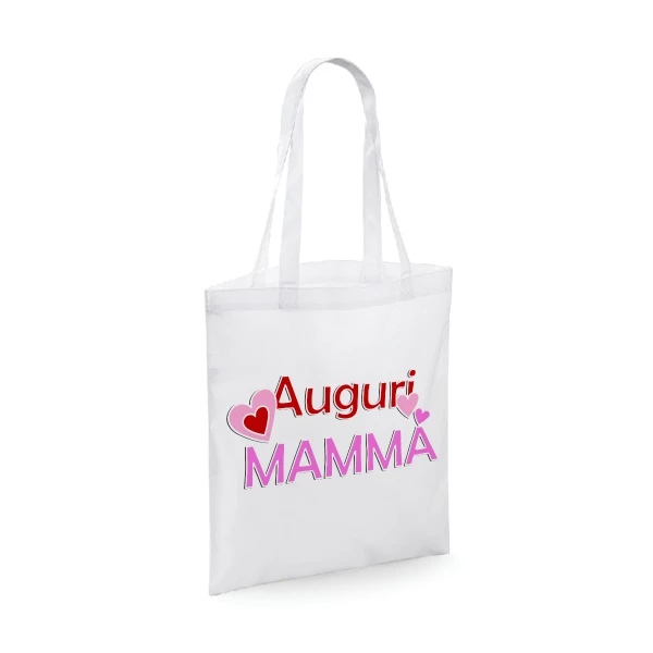 Shopping bag in cotone Festa della mamma - Auguri Mamma - idea regalo - dimensioni: 38 x 42 cm