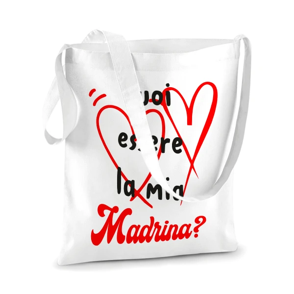 Shopping Bag divertente madrina Vuoi essere la mia madrina? - shopper in cotone madrina - idea regalo - immagine 4