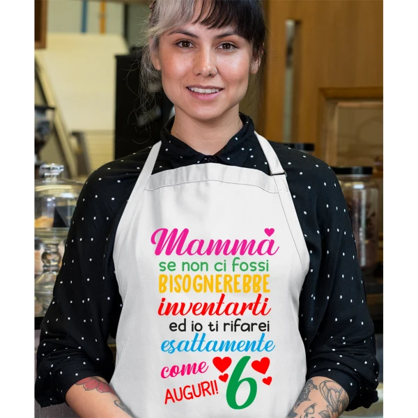 Grembiule da cucina Mamma Se non ci fossi bisognerebbe inventarti Festa della Mamma Idea Regalo taglia Unica - immagine 2