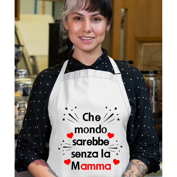 Grembiule da cucina Mamma Regalo Che Mondo sarebbe senza la Mamma Idea Regalo taglia Unica - immagine 2