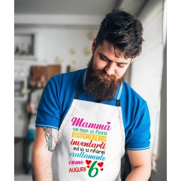 Grembiule da cucina Mamma Se non ci fossi bisognerebbe inventarti Festa della Mamma Idea Regalo taglia Unica - immagine 3