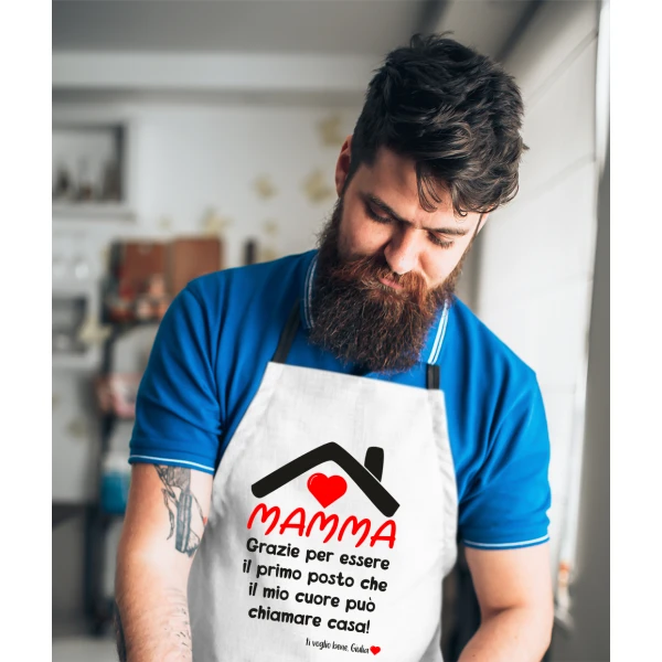 Grembiule da cucina Mamma PERSONALIZZABILI Il mio cuore può chiamarti casa Festa della Mamma Idea Regalo taglia Unica - immagine 3