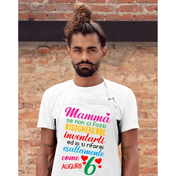 Grembiule da cucina Mamma Se non ci fossi bisognerebbe inventarti Festa della Mamma Idea Regalo taglia Unica - immagine 4