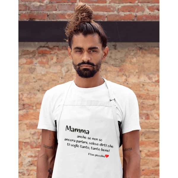 Grembiule da cucina Mamma Anche se non so parlare, volevo dirti che ti voglio tanto bene! Idea Regalo taglia Unica - immagine 4