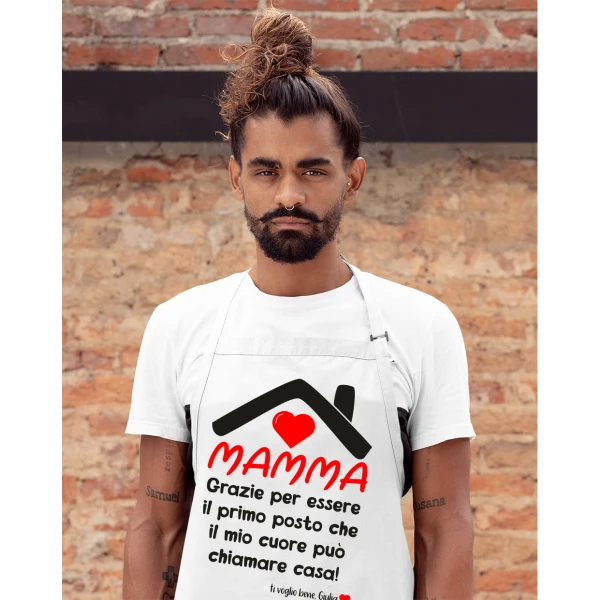 Grembiule da cucina Mamma PERSONALIZZABILI Il mio cuore può chiamarti casa Festa della Mamma Idea Regalo taglia Unica - immagine 4