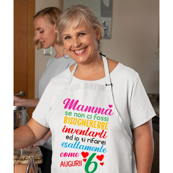 Grembiule da cucina Mamma Se non ci fossi bisognerebbe inventarti Festa della Mamma Idea Regalo taglia Unica - immagine 5