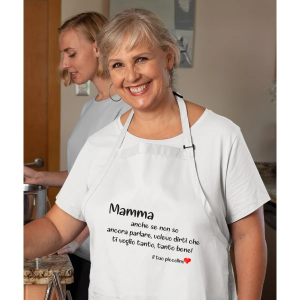 Grembiule da cucina Mamma Anche se non so parlare, volevo dirti che ti voglio tanto bene! Idea Regalo taglia Unica - immagine 5