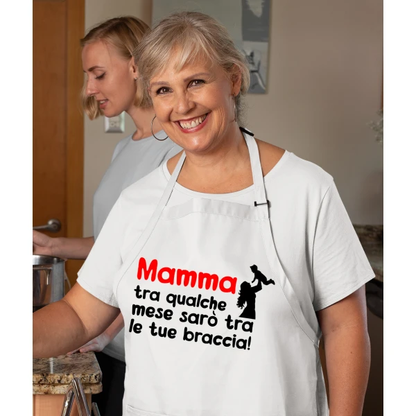 Grembiule da cucina Mamma tra qualche mese sarò tra le tue braccia Idea Regalo taglia Unica - immagine 5