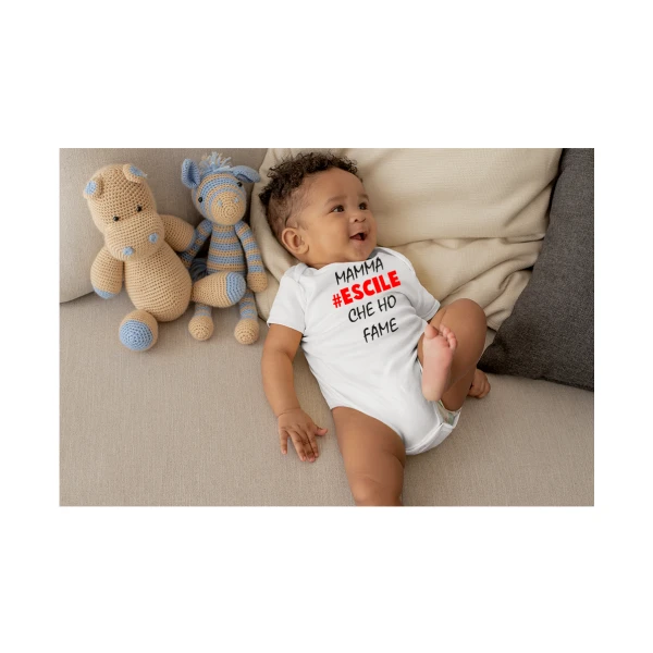 Body da neonato Mamma escile che ho fame! - body simpatico e divertente - idea regalo - immagine 2