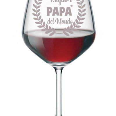 Calice da Vino incisione Papà migliore del mondo - calice in vetro 500 ml