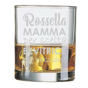 Bicchiere da Whisky Mamma Personalizzabile Festa della Mamma Bevitrice per passione - Bicchiere in vetro 31 cl