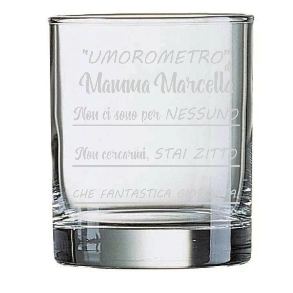 Bicchiere da Whisky Mamma Personalizzabile Festa della Mamma Umorometro di Mamma - Bicchiere in vetro 31 cl - immagine 3
