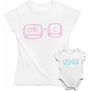 Coppia T-Shirt Maglietta Mamma Body Mamma Madre Figlio Ctrl + C Ctrl + V Festa della Mamma