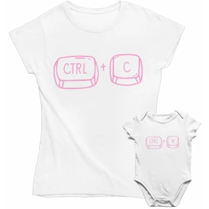 Coppia T-Shirt Maglietta Mamma Body Mamma Madre Figlia Ctrl + C Ctrl + V Festa della Mamma