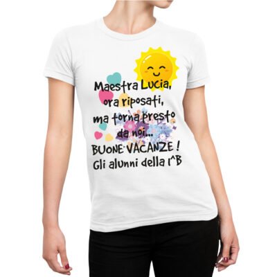 T-shirt regalo maestra personalizzabile buone vacanze cara maestra
