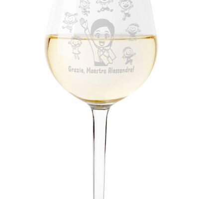 Calice Maestra Personalizzabile Calice da Vino Regalo Maestra I bambini nascono con le ali, gli insegnanti insegnano a volare Calice 50 cl
