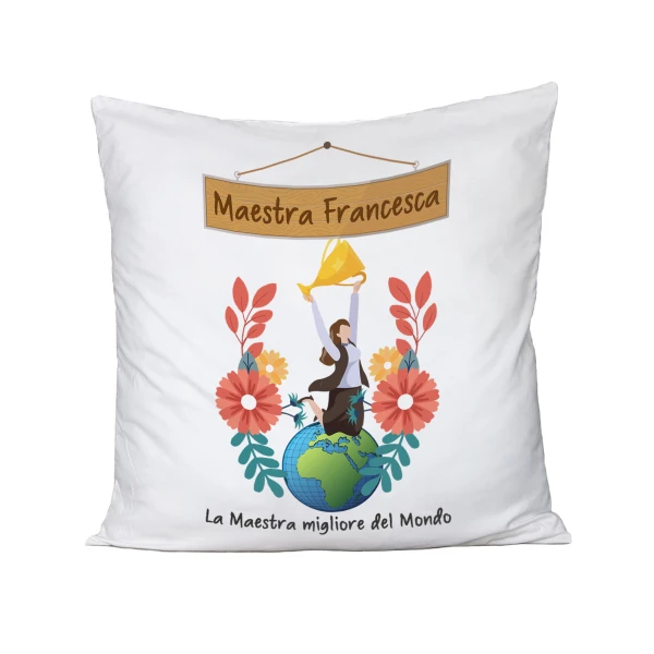 Cuscino Maestra Personalizabile La maestra migliore del mondo Regalo Maestra fine anno