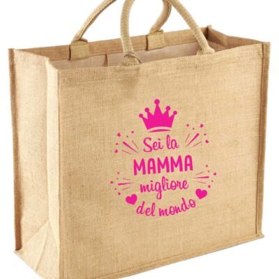 Borsa per la Spesa Juta Shopper Mamma Migliore del Mondo Idea Regalo Mamma