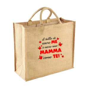 Borsa per la Spesa Juta Shopper Mamma Il bello di essere me è avere una mamma come te! Idea Regalo Mamma