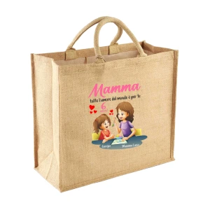 Borsa per la Spesa Juta Shopper Mamma PERSONALIZZABILE CON NOME femminuccia Mamma tutto l'amore del mondo è per te Sei unica! Festa della Mamma Compleanno Idea Regalo Mamma