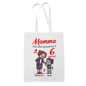 Shopping Bag Mamma PERSONALIZZABILE CON NOME maschietto Mamma tutto l'amore del mondo è per te Sei unica! Festa della Mamma Compleanno Idea Regalo Mamma