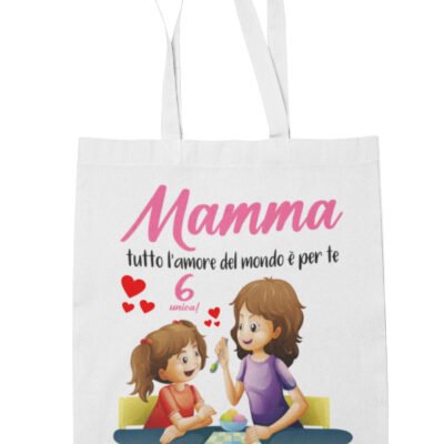 Shopping Bag Mamma PERSONALIZZABILE CON NOME femminuccia Mamma tutto l'amore del mondo è per te Sei unica! Festa della Mamma Compleanno Idea Regalo Mamma