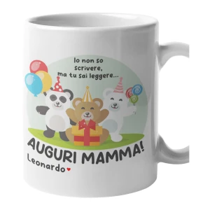 Tazza Mamma PERSONALIZZABILE CON NOME Io non so scrivere ma tu sai leggere, auguri Mamma! Festa della Mamma Compleanno Mug 11OZ Idea Regalo Mamma