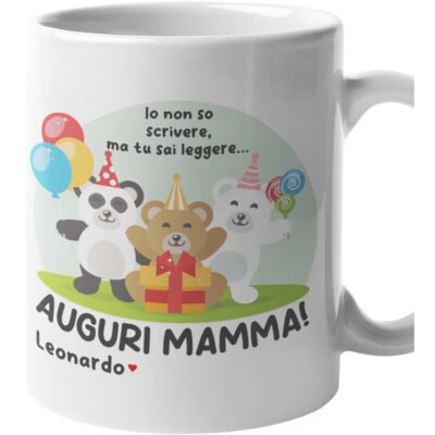 Tazza Mamma PERSONALIZZABILE CON NOME Io non so scrivere ma tu sai leggere, auguri Mamma! Festa della Mamma Compleanno Mug 11OZ Idea Regalo Mamma