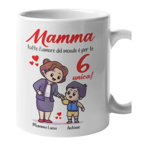 Tazza Mamma PERSONALIZZABILE CON NOME maschietto Mamma tutto l'amore del mondo è per te Sei unica! Festa della Mamma Compleanno Mug 11OZ Idea Regalo Mamma