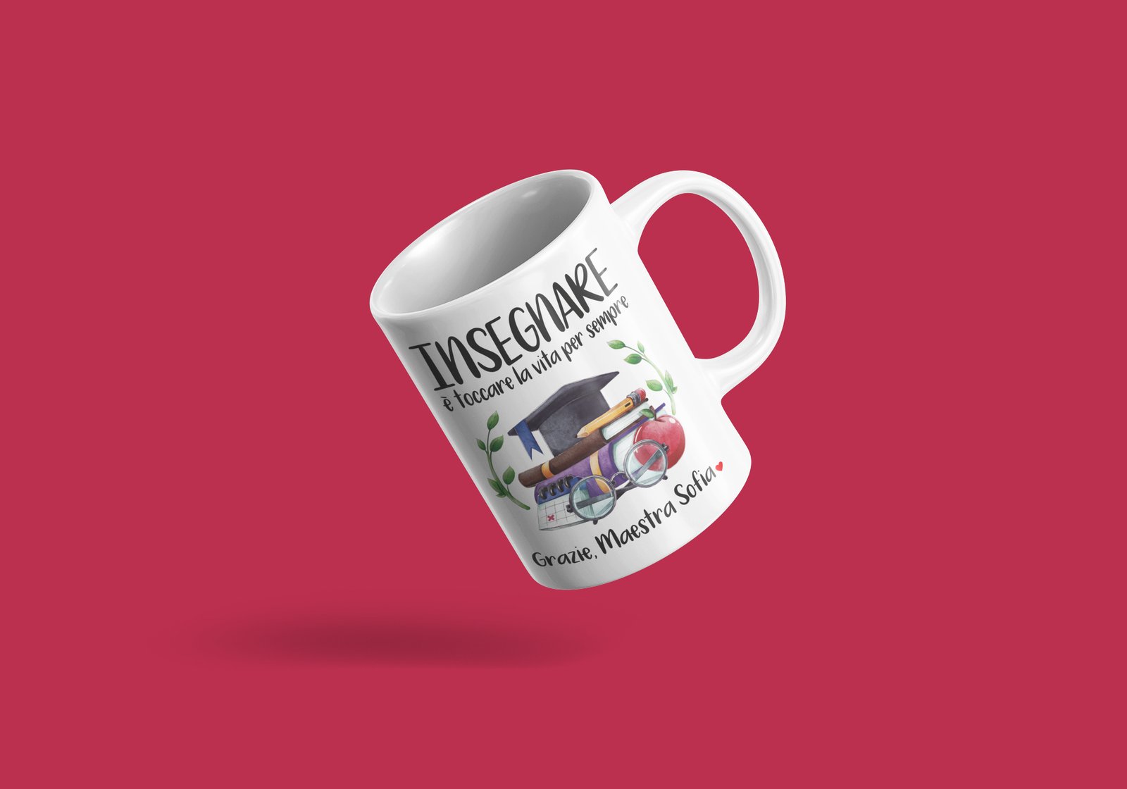 Colorfamily Targa Premio Personalizzabile Per Maestra 'Una Maestra Insegna... Ama, Ispira', Alluminio, 16,5x11,5 Cm