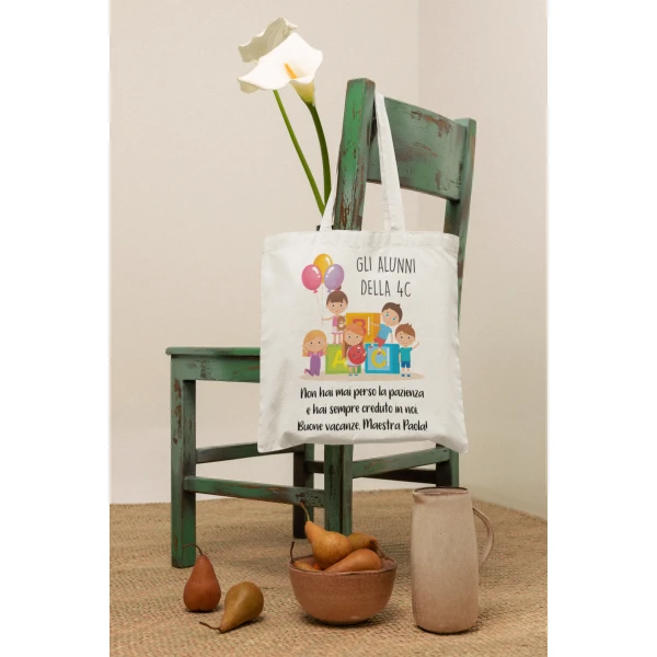 Shopping Bag Maestra Personalizzabile Buone vacanze Maestra Hai sempre creduto in noi Regalo Maestra fine anno - immagine 2