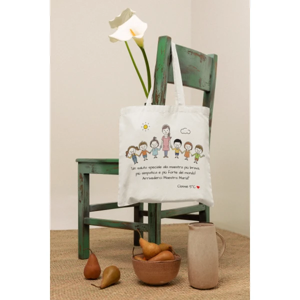 Shopping Bag Maestra Personalizzabile Un saluto speciale alla maestra più brava Arrivederci maestra Regalo Maestra fine anno - immagine 2