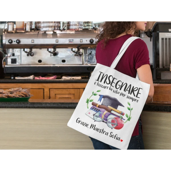 Shopping Bag Maestra Personalizzabile con Nome maestra, Nomi Alunni e Classe Grazie Maestra Regalo Maestra fine Anno - immagine 4