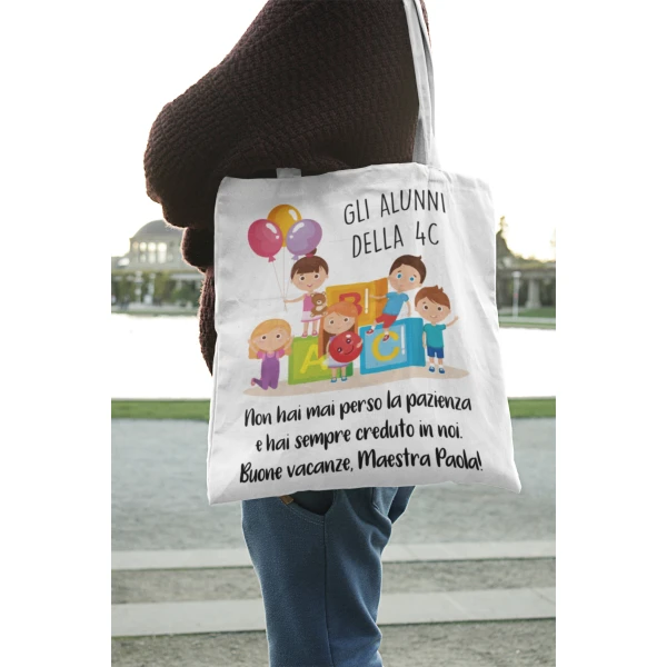 Shopping Bag Maestra Personalizzabile Buone vacanze Maestra Hai sempre creduto in noi Regalo Maestra fine anno - immagine 4