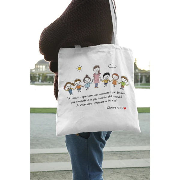 Shopping Bag Maestra Personalizzabile Un saluto speciale alla maestra più brava Arrivederci maestra Regalo Maestra fine anno - immagine 4