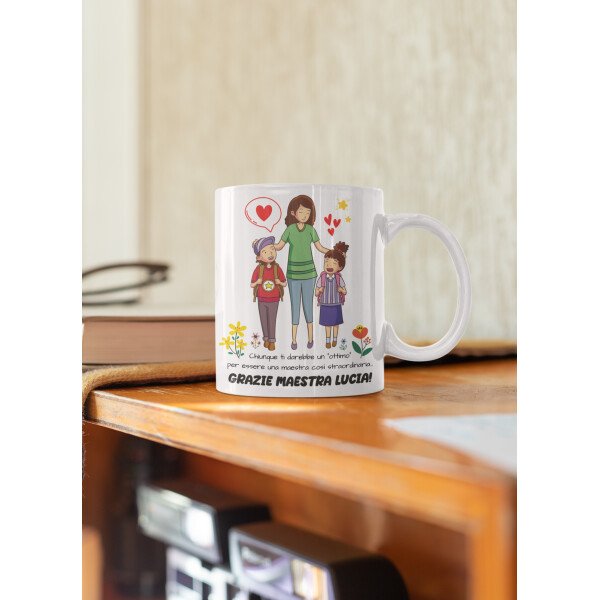 Tazza Maestra Personalizzabile con Nome maestra Chinque ti darebbe un "ottimo" Grazie Maestra Regalo Maestra fine Anno - immagine 4