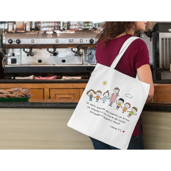 Shopping Bag Maestra Personalizzabile Un saluto speciale alla maestra più brava Arrivederci maestra Regalo Maestra fine anno - immagine 5
