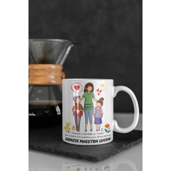 Tazza Maestra Personalizzabile con Nome maestra Chinque ti darebbe un "ottimo" Grazie Maestra Regalo Maestra fine Anno - immagine 5