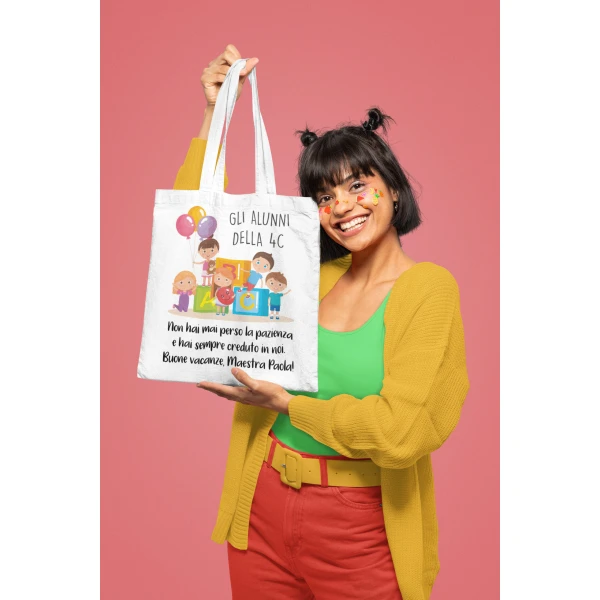 Shopping Bag Maestra Personalizzabile Buone vacanze Maestra Hai sempre creduto in noi Regalo Maestra fine anno - immagine 6