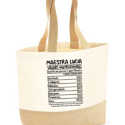 Shopper Maestra Regalo Personalizzabile con Nome maestra Valori nutrizionali Grazie Maestra Regalo Maestra fine Anno