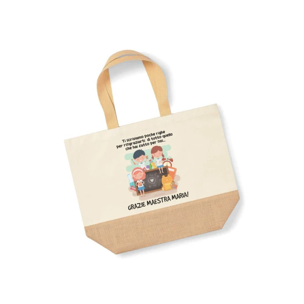 Shopper Maestra Regalo Personalizzabile con Nome maestra Ti scriviamo poche righe Grazie Maestra Regalo Maestra fine Anno - immagine 3