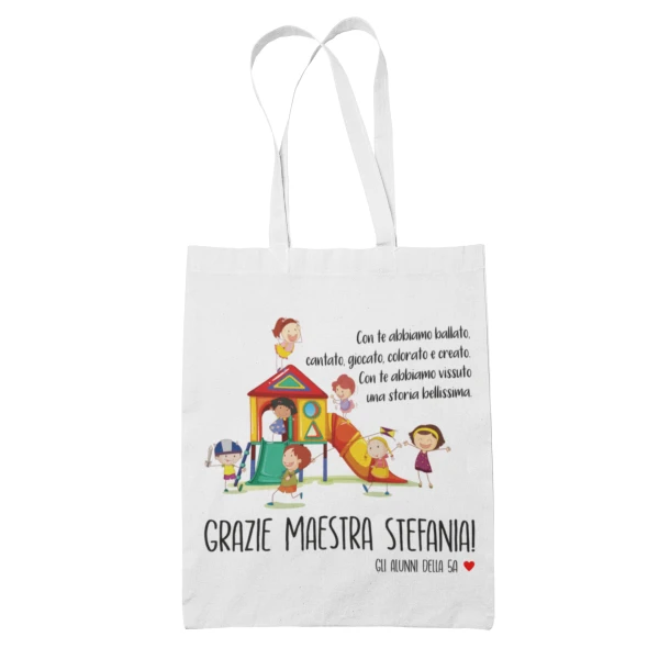 Shopping Bag Maestra Personalizzabile Grazie Maestra Con te abbiamo vissuto una storia bellissima Regalo Maestra fine anno